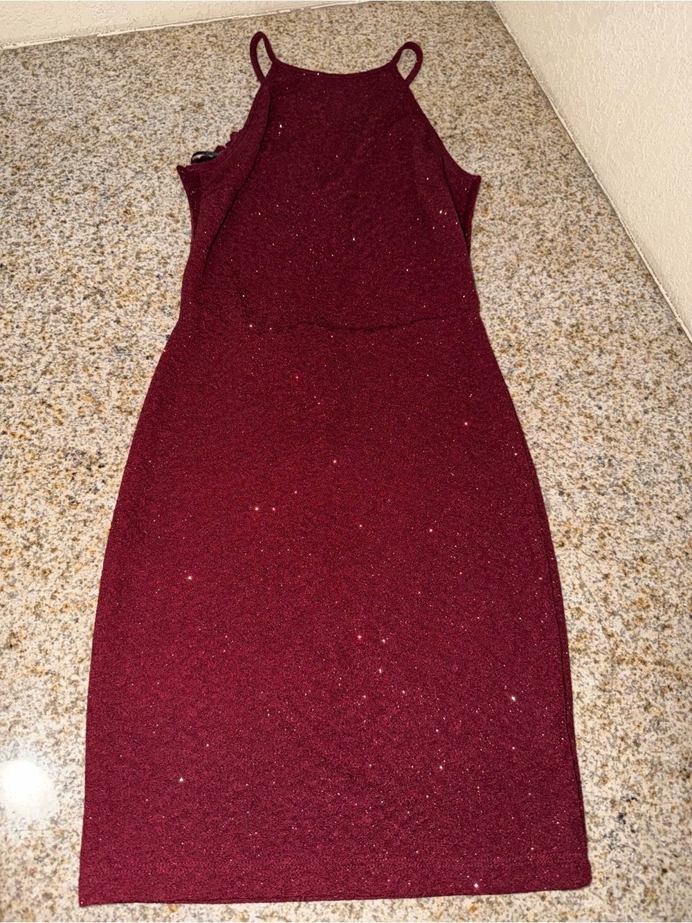 Windsor Sparkling Burgundy Halter Mini Dress